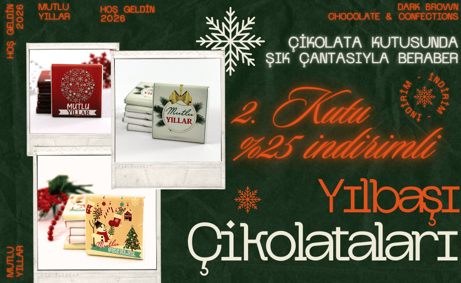 Yeni Yıl Tebrik Madlen Kutulu Şık Çikolatalar İkincisi %25 İndirimli