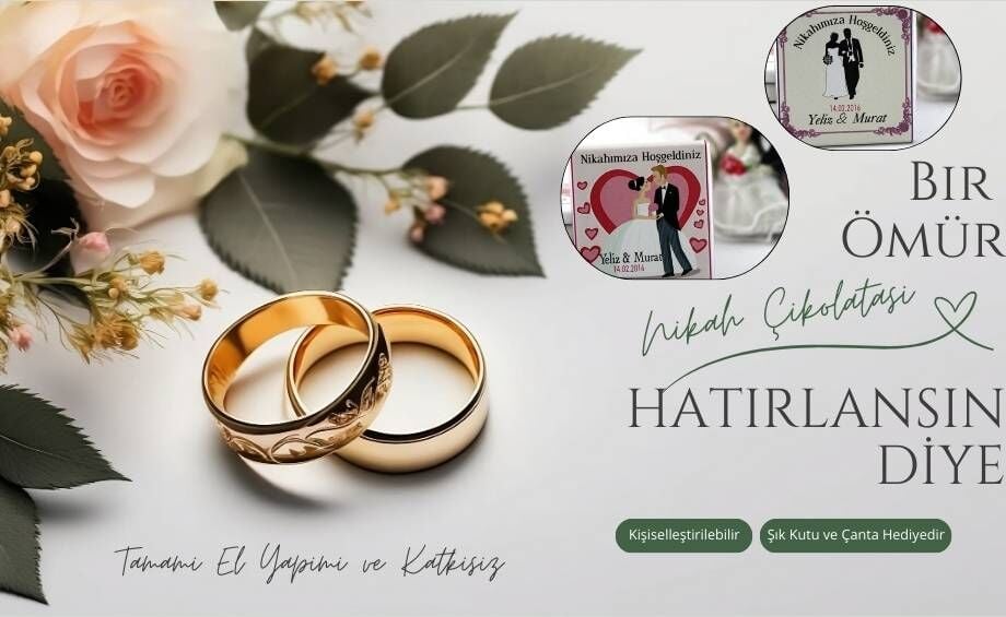 Kişiselleştirilebilir Nikah Çikolataları - Şık Kutu ve Çanta iel birlikte