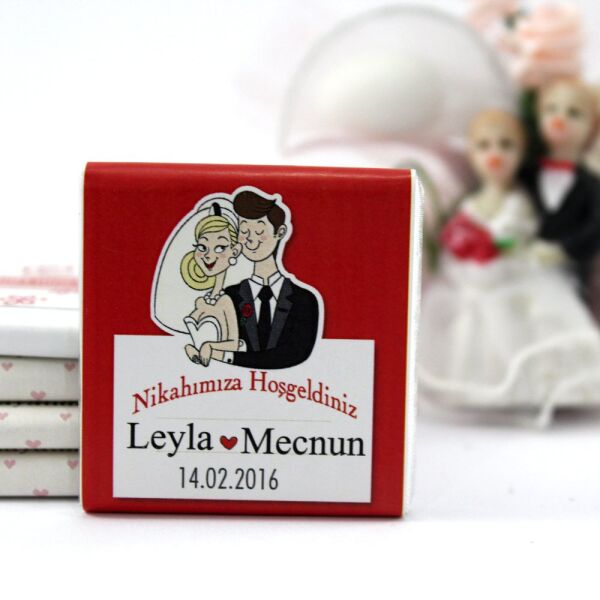 Dark Brown El Yapımı Kişiselleştirilebilir Nikah Madlen Çikolatası 500'lü (Koli)