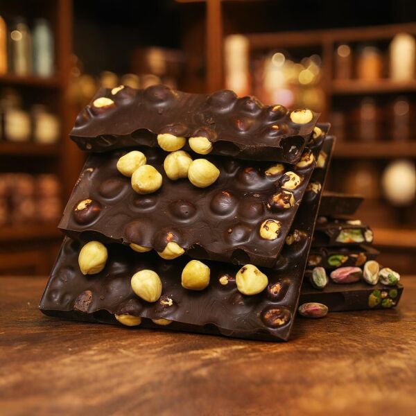 Dark Brown Bitter Beyoğlu Çikolatası - Fındıklı ve Antep Fıstıklı