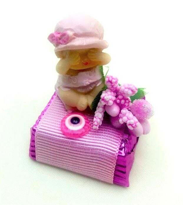 Dark Brown Kız Bebek Biblolu Doğum Hediye Çikolatası - 40 Adet