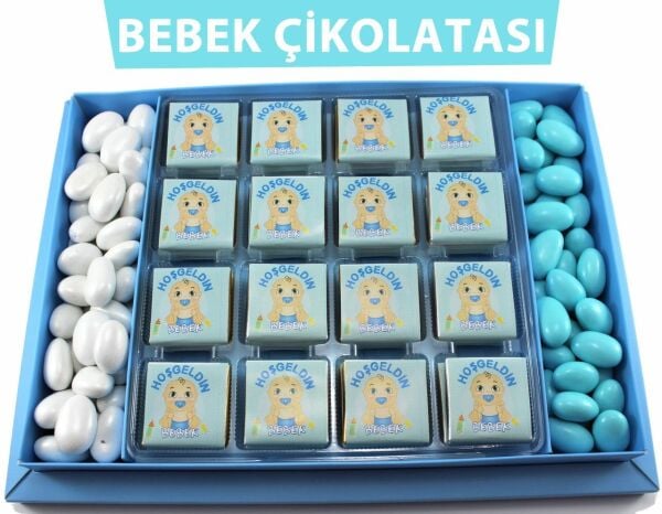 Dark Brown Madlen ve Badem Drajeli Bebek Doğum Çikolatası