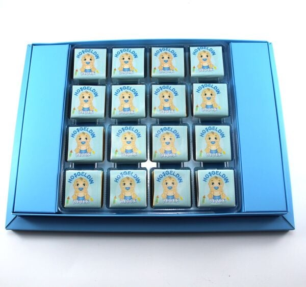 Dark Brown Madlen ve Badem Drajeli Bebek Doğum Çikolatası