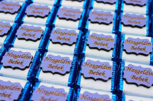 Dark Brown Hoşgeldin Bebek Çikolatası - 48 Adet Dolgulu