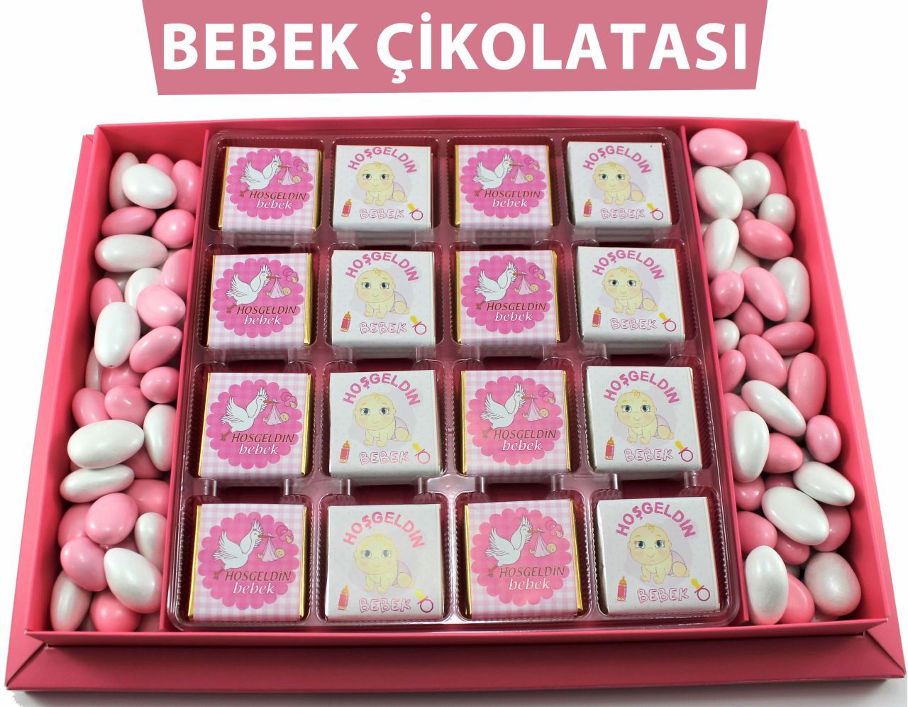 Dark Brown Madlen Bebek Çikolatası - Badem Drajeli, 48 Adet Hediye Seti