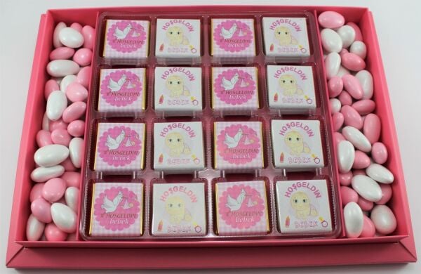 Dark Brown Madlen Bebek Çikolatası - Badem Drajeli, 48 Adet Hediye Seti