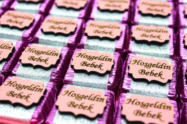 Dark Brown Hoşgeldin Bebek Kız Çoçuk Çikolatası 48 Adet Sargılı Dolgulu