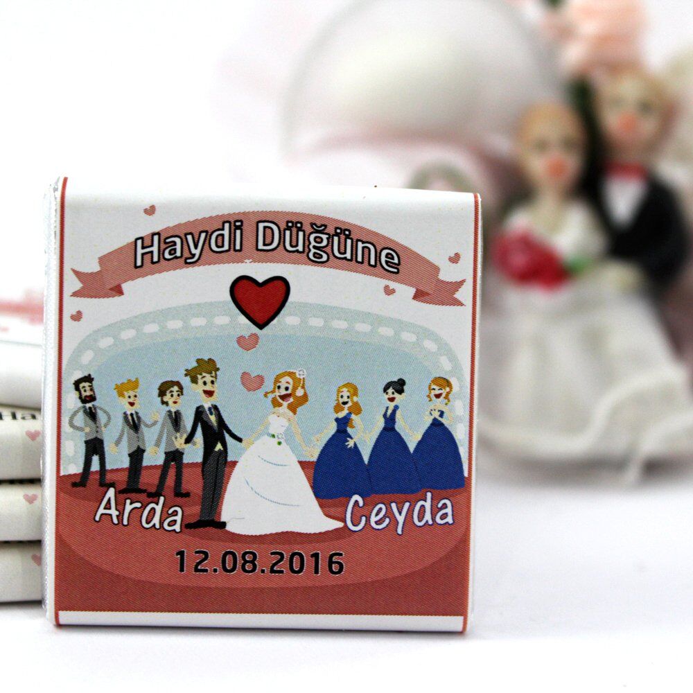 Dark Brown El Yapımı Kişiselleştirilebilir Nikah Madlen Çikolatası 500'lü (Koli)