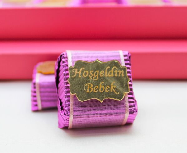 Dark Brown Bebek Hoşgeldin Çikolatası 48 Adet Sargılı - El Yapımı ve Katkısız