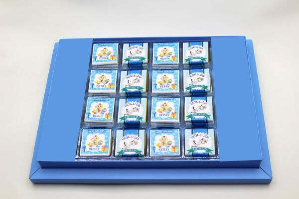 Dark Brown Erkek Bebek için Hoşgeldin Çikolatası - Madlen Hediye