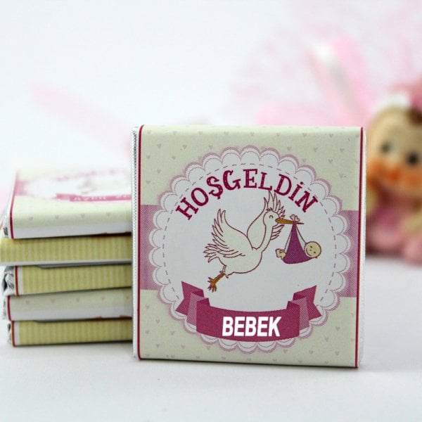 Dark Brown Kız Bebek Hoşgeldin Madlen Çikolatası - Doğum Hediyesi