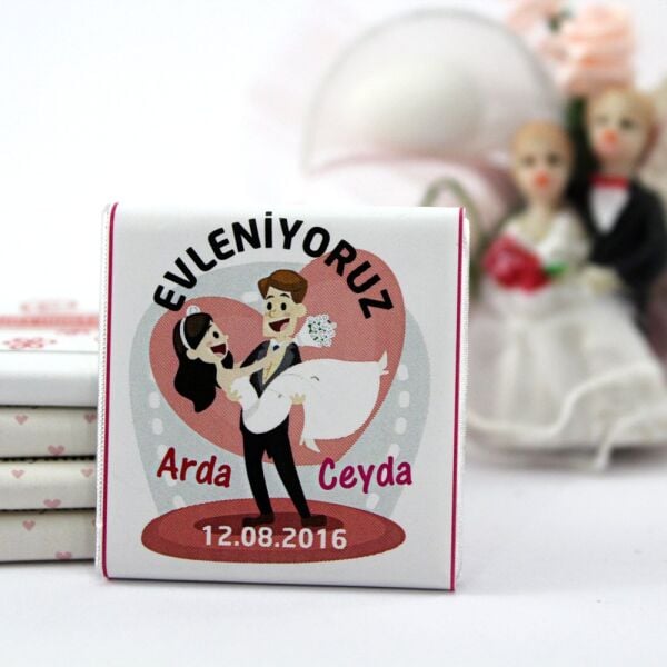 Dark Brown El Yapımı Kişiselleştirilebilir Nikah Madlen Çikolatası 150'li (Koli)