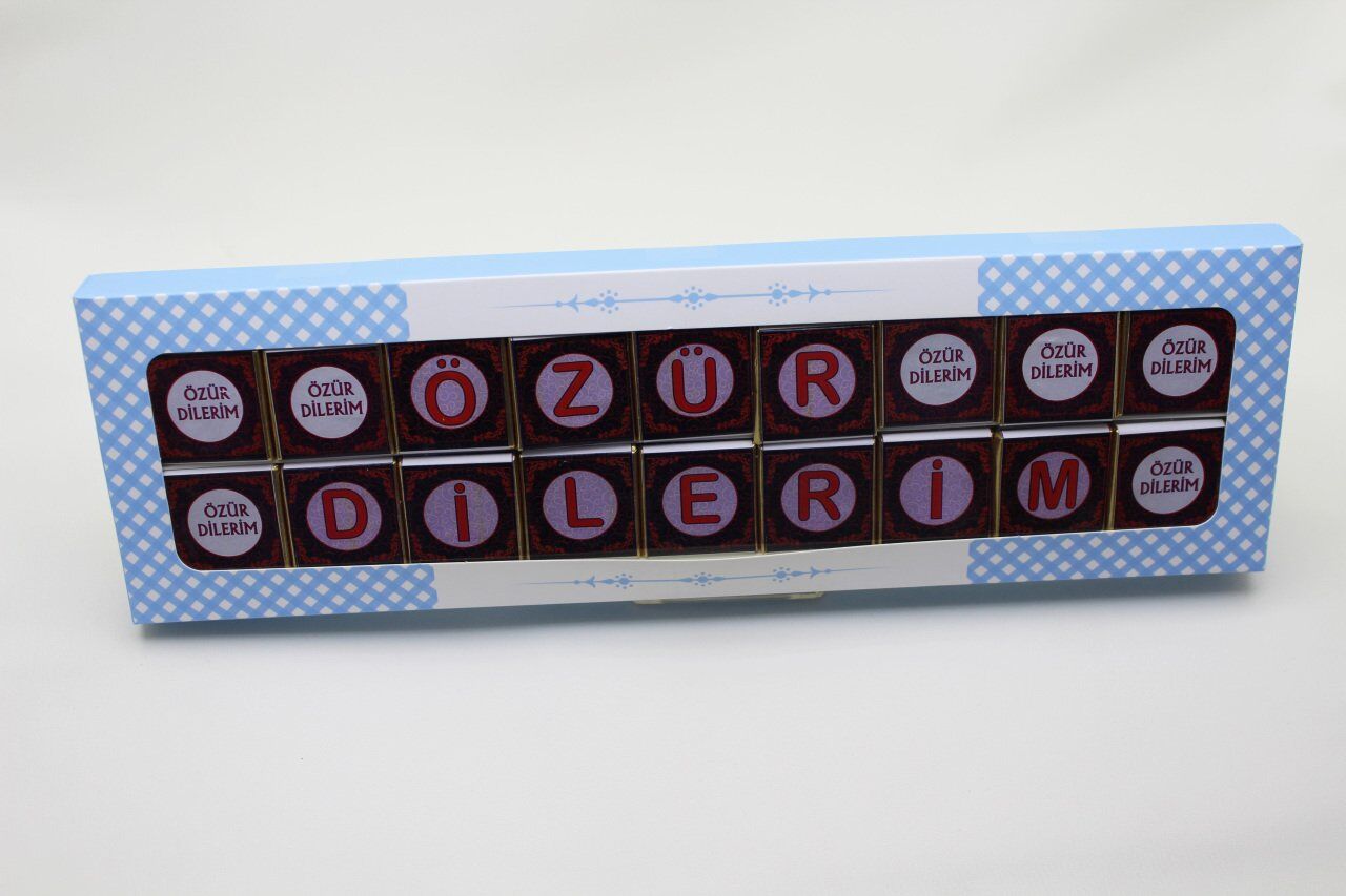 Dark Brown Özür Dilerim Yazılı Madlen Çikolata - Bitter ve Sütlü 36 Adet