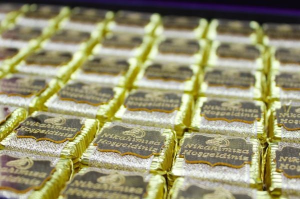 Dark Brown Nikahımıza Hoşgeldiniz Çikolatası 48 Adet Sargılı Dolgulu