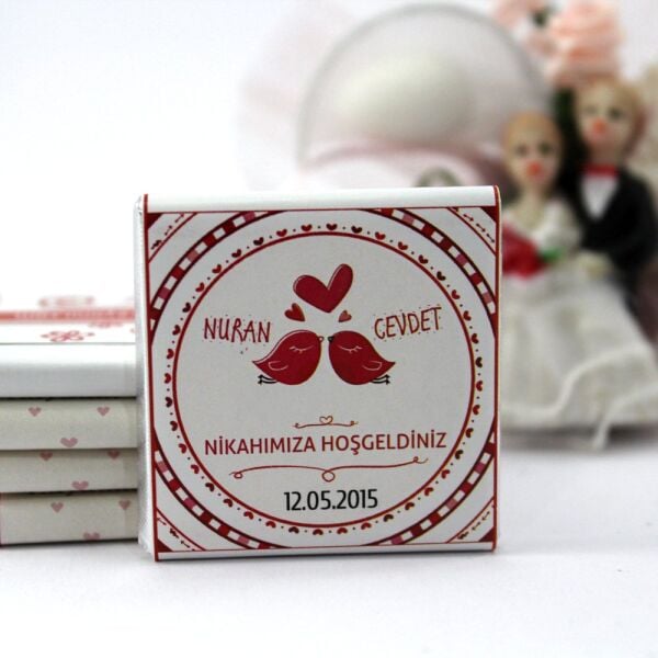 Dark Brown Kişiselleştirilebilir Nikah Çikolatası - El Yapımı Madlen - 11 72'li (Hediye Kutu)