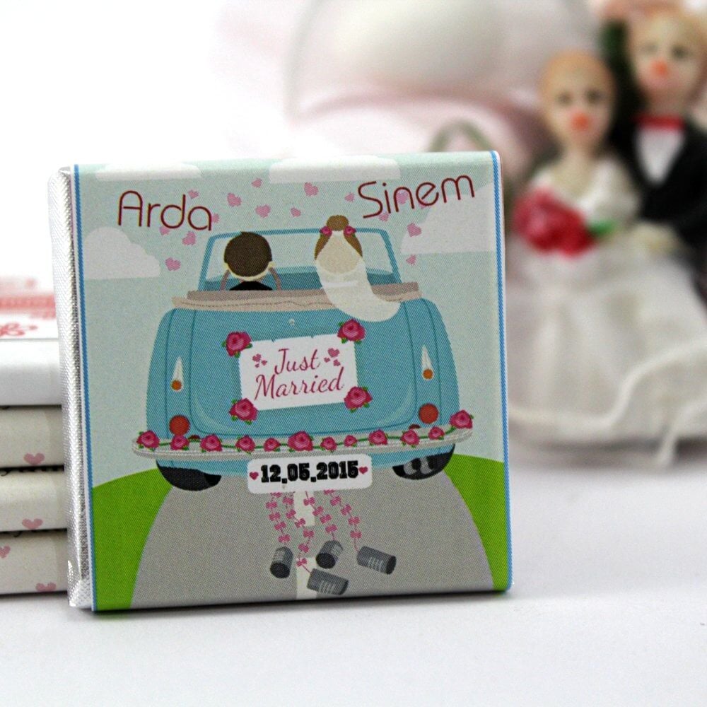 Kişiselleştirilebilir Nikah Çikolatası: El Yapımı Dark Brown Madlen - 12 1000'li (Koli)