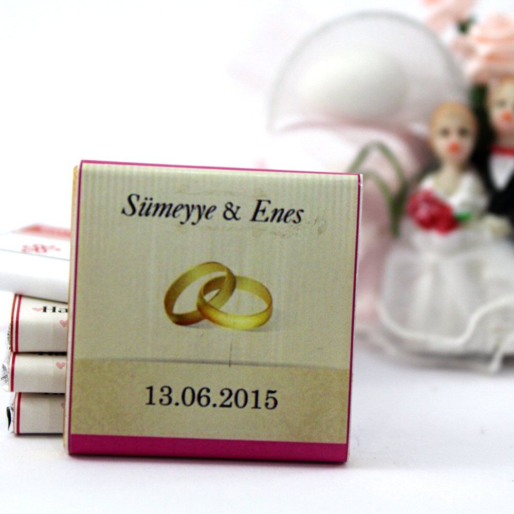 Dark Brown Kişiselleştirilebilir El Yapımı Nikah Madlen Çikolatası - 14 48'li (Hediye Kutu)