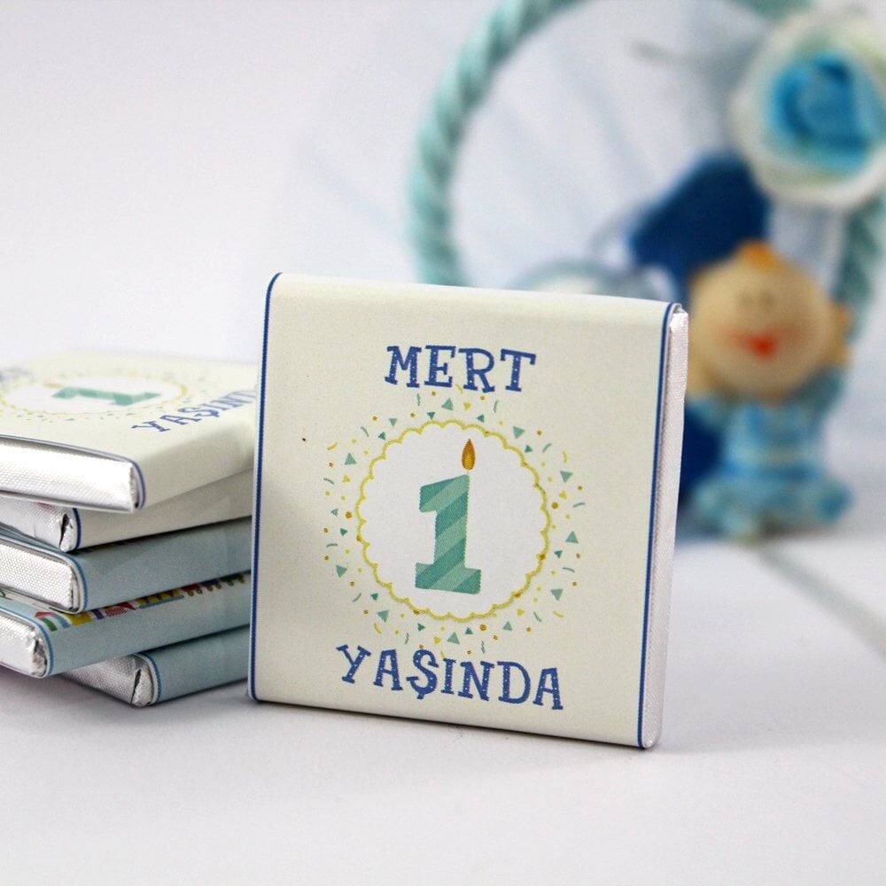 Dark Brown Kişiselleştirilebilir Doğum Günü Tebrik Madlen Çikolatası 48'li (Hediye Kutu)