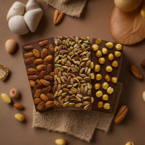Dark Brown Sütlü Tablet Çikolata - Kıvamında Fındık, Antep Fıstığı ve Badem 3x100 Gr