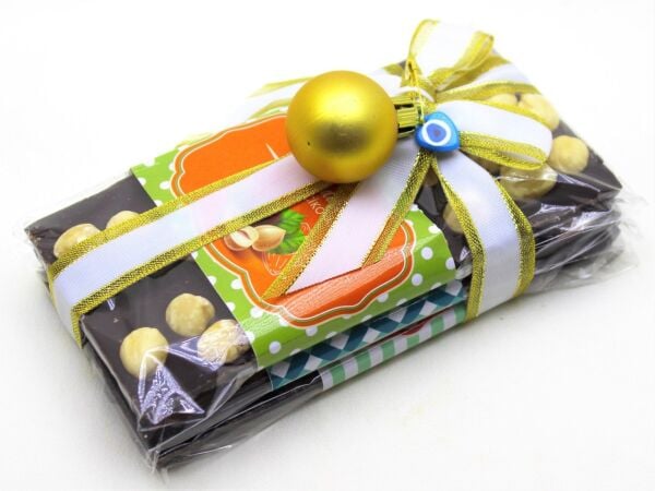 Dark Brown Bitter Tablet Çikolata 3x100 Gr - %54 Bitter Fındık, Badem ve Antep Fıstığı