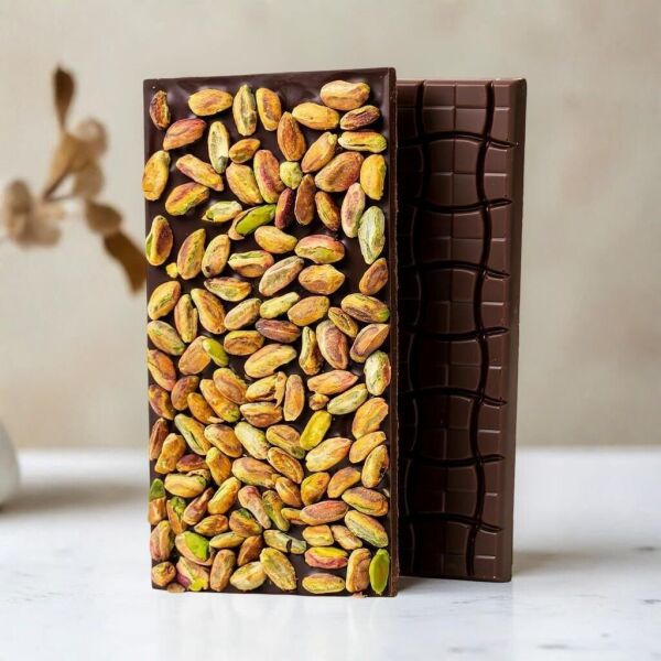 Dark Brown Antep Fıstıklı Bitter Tablet Çikolata 100 Gr