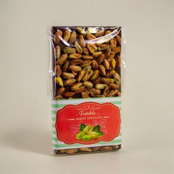 Dark Brown Antep Fıstıklı Bitter Tablet Çikolata 100 Gr