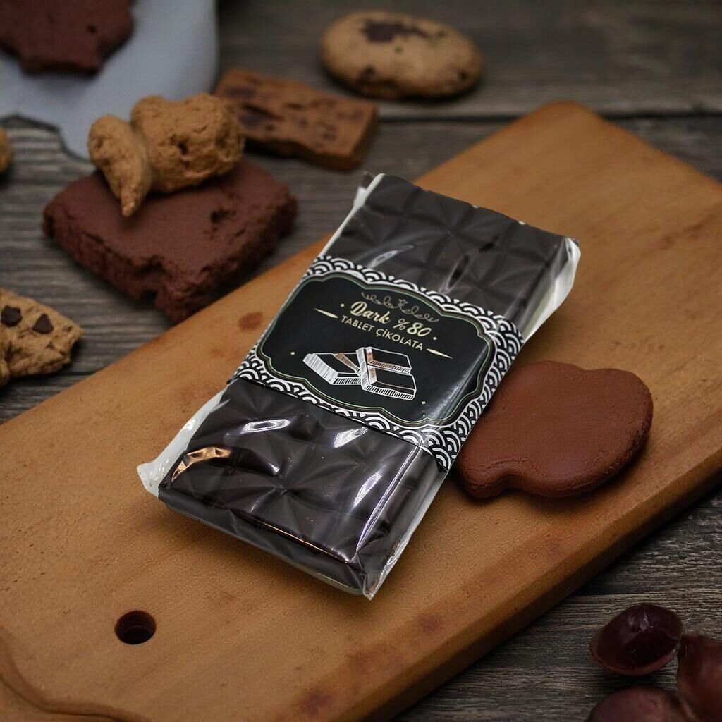 Dark Brown %80 Bitter Sade Tablet Çikolata - 100 Gr