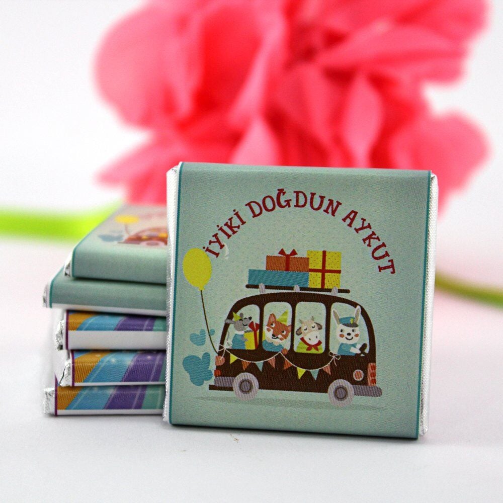 Dark Brown Kişiselleştirilebilir Doğum Günü Tebrik Madlen Çikolatası 1000'li (Koli)