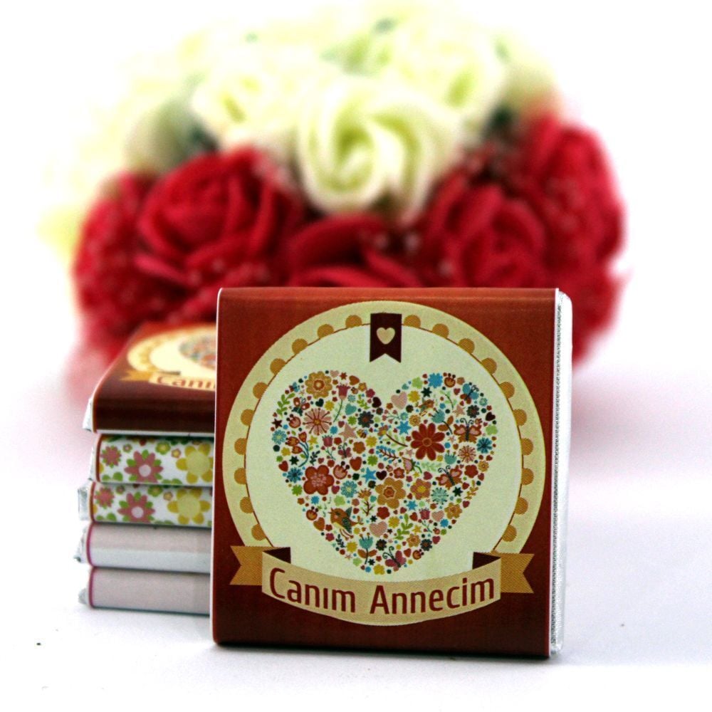 Dark Brown Madlen Çikolata – Anneler Gününe Özel Canım Annecim Mesajı 48'li (Hediye Kutu)