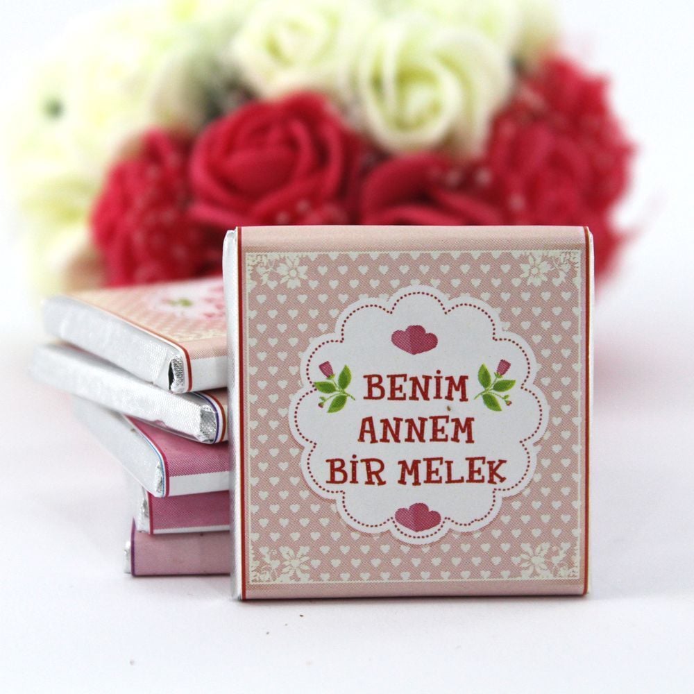 Dark Brown Anneler Günü Özel Yazılı Madlen Çikolatası 72'li (Hediye Kutu)