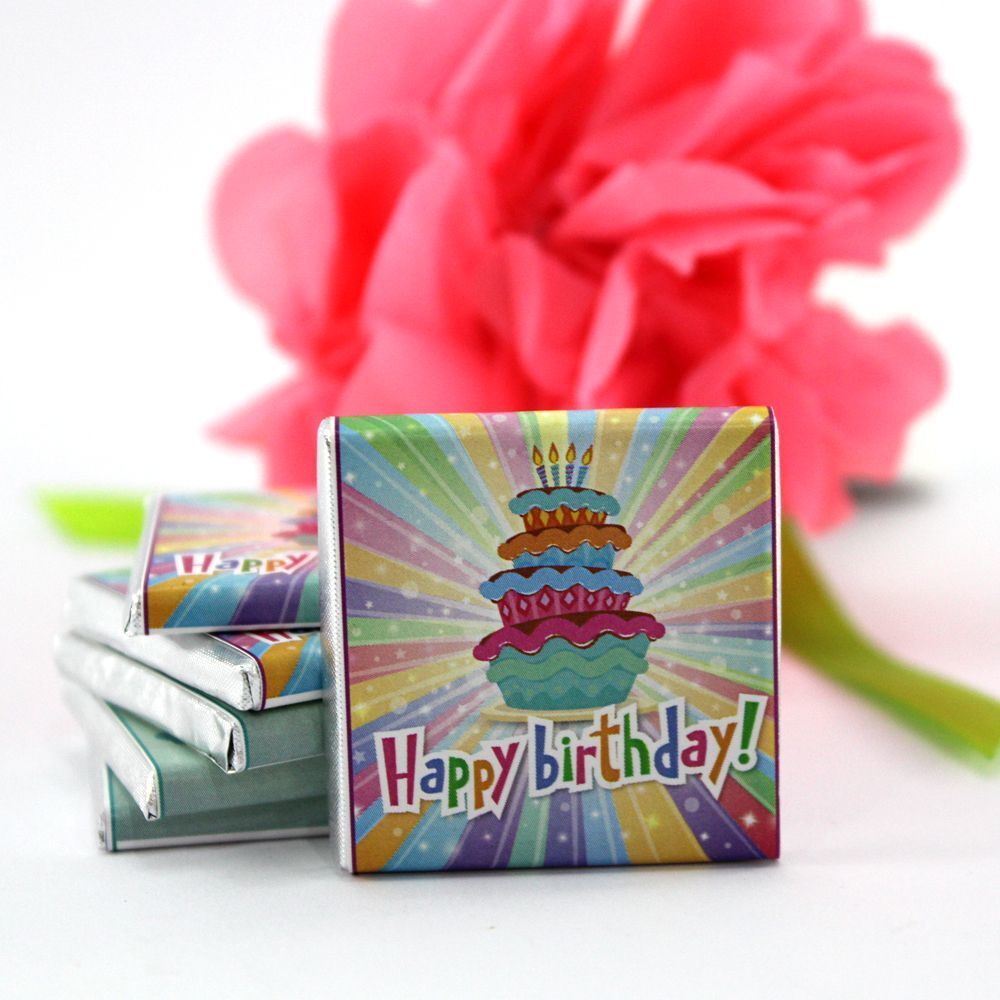 Dark Brown Doğum Günü Tebrik Yazılı Madlen Çikolata 48'li (Hediye Kutu)