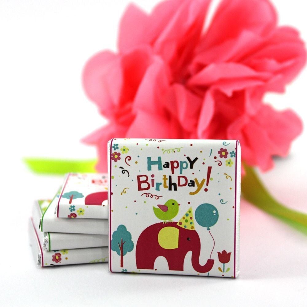 Dark Brown Doğum Günü İçin Özel Yazılı Madlen Çikolata 48'li (Hediye Kutu)