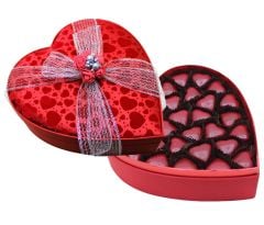 Dark Brown El Yapımı Kırmızı Kalpli Büyük Boy Spesiyel Çikolata Kutusu - KN1