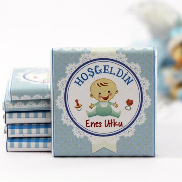 Dark Brown Kişiye Özel İsim Yazılabilir Bebek Hoşgeldin Çikolatası