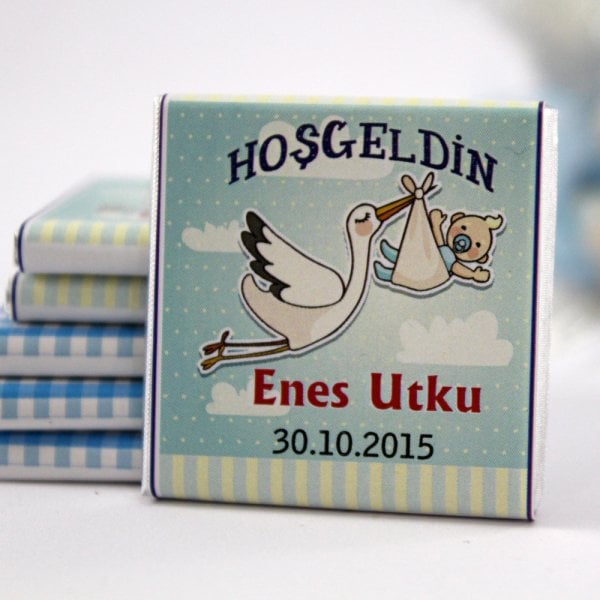 Dark Brown Özel İsimli ve Tarihli Hoşgeldin Bebek Çikolatası