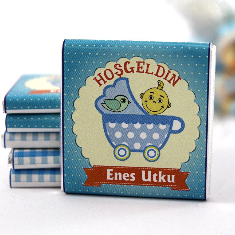 Dark Brown İsim Yazılabilir Hoşgeldin Bebek Hediye Çikolatası