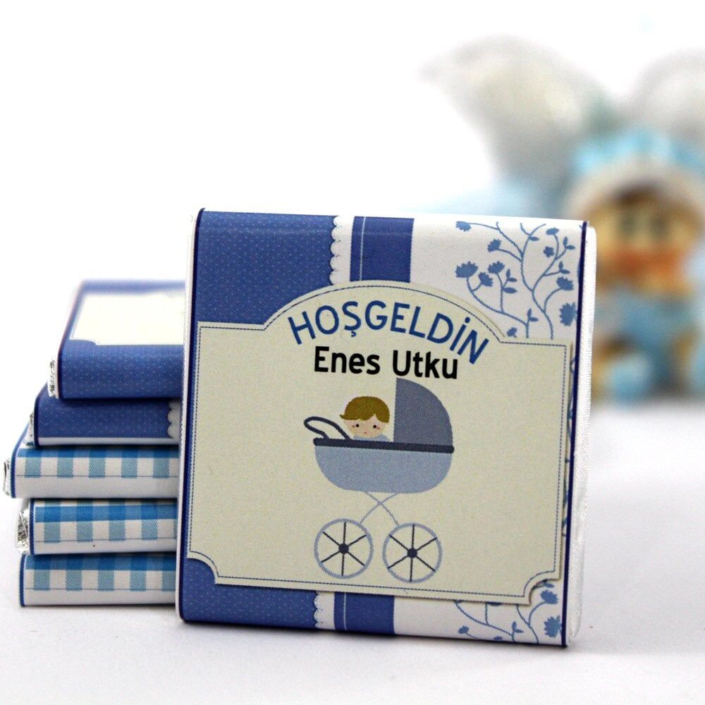 Dark Brown Hoşgeldin Bebek Çikolatası – İsme Özel Hediye Seçeneği 150'li (Koli)