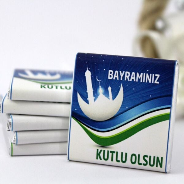 Dark Brown Mavi Yazılı Madlen Bayram Çikolatası 500'lü (Koli)