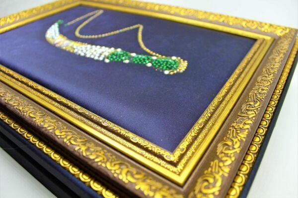 Dark Brown El Yapımı 48'li Murassa Hançerli Çerçeveli Osmanlı Motifli Çikolata Kutusu Sargılı Çikolatalı