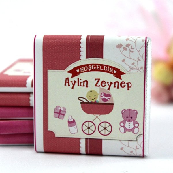 Dark Brown Kişiye Özel İsimli Hoşgeldin Kız Bebek Çikolatası