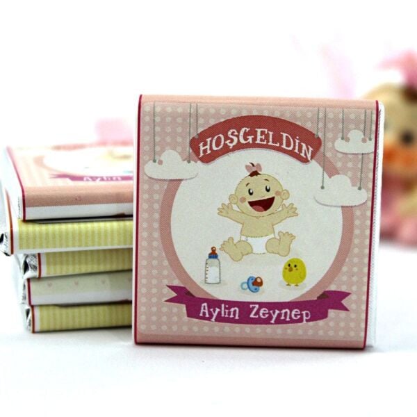 Dark Brown Özel Kız Bebek Hoşgeldin Çikolatası - İsim Yazdırılabilir