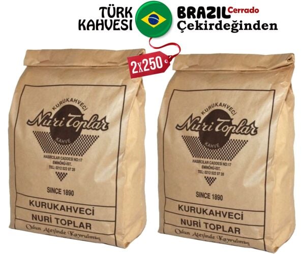 Nuri Toplar - Günlük Taze Çekilmiş Brazil Cerrado Türk Kahvesi 2x250 Gr
