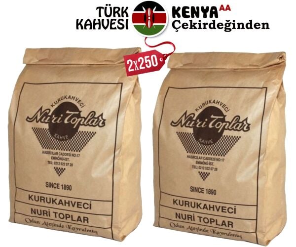 Nuri Toplar Günlük Taze Çekilmiş Kenya AA Türk Kahvesi 2x250 Gr