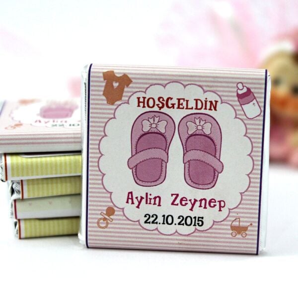 Dark Brown Kişiye Özel Kız Bebek Hediye Çikolatası