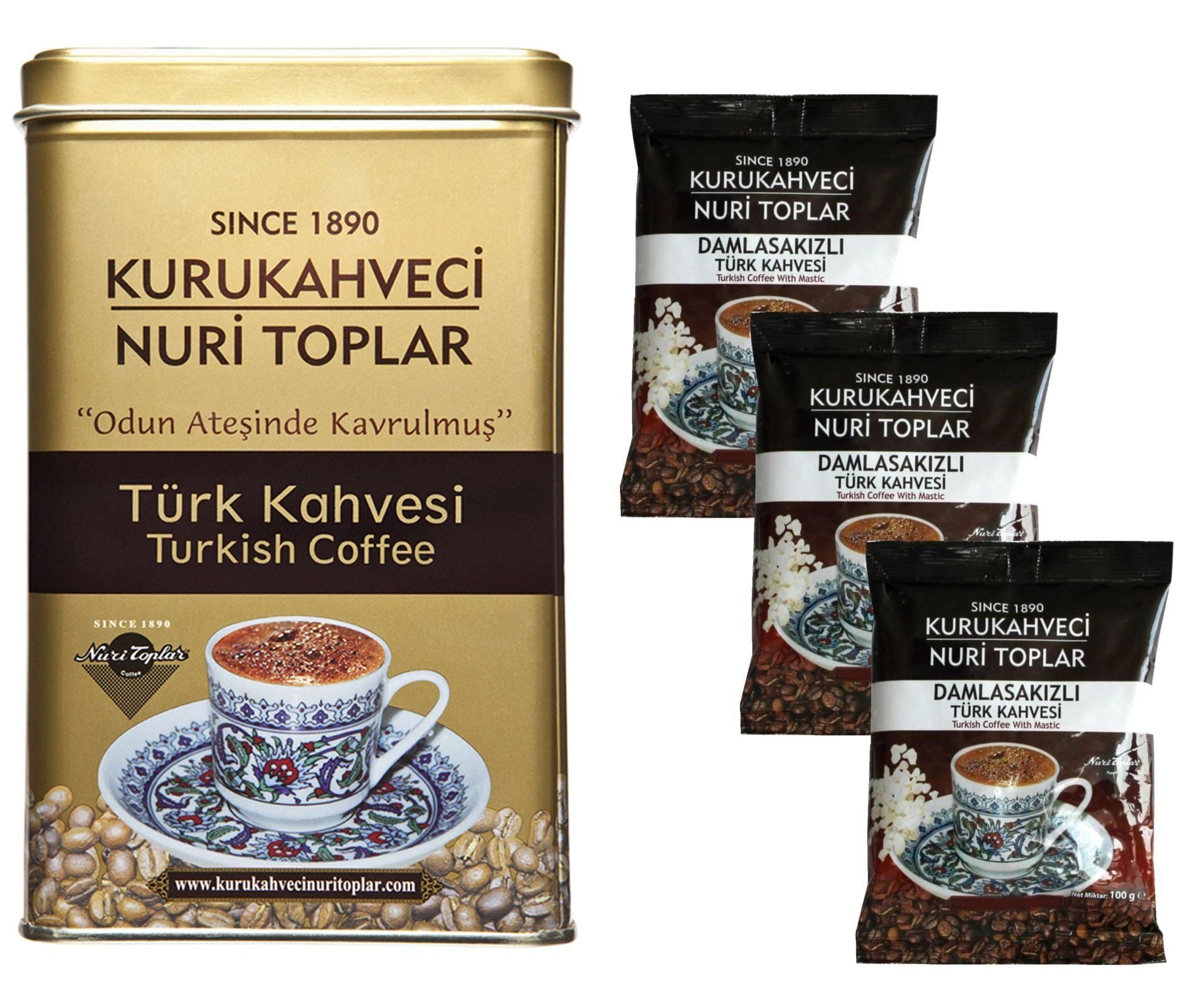 Nuri Toplar Türk Kahvesi ve Damla Sakızlı Kahve Kombinasyonu - 600 Gr