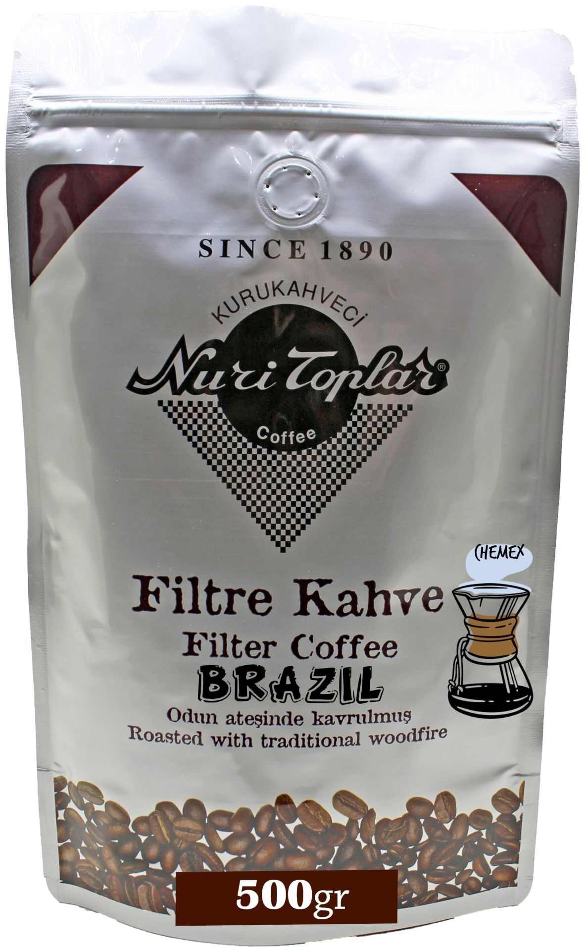 Nuri Toplar – Brezilya Cerrado Filtre Kahvesi, Odun Ateşinde Kavurma 500 Gram - Chemex