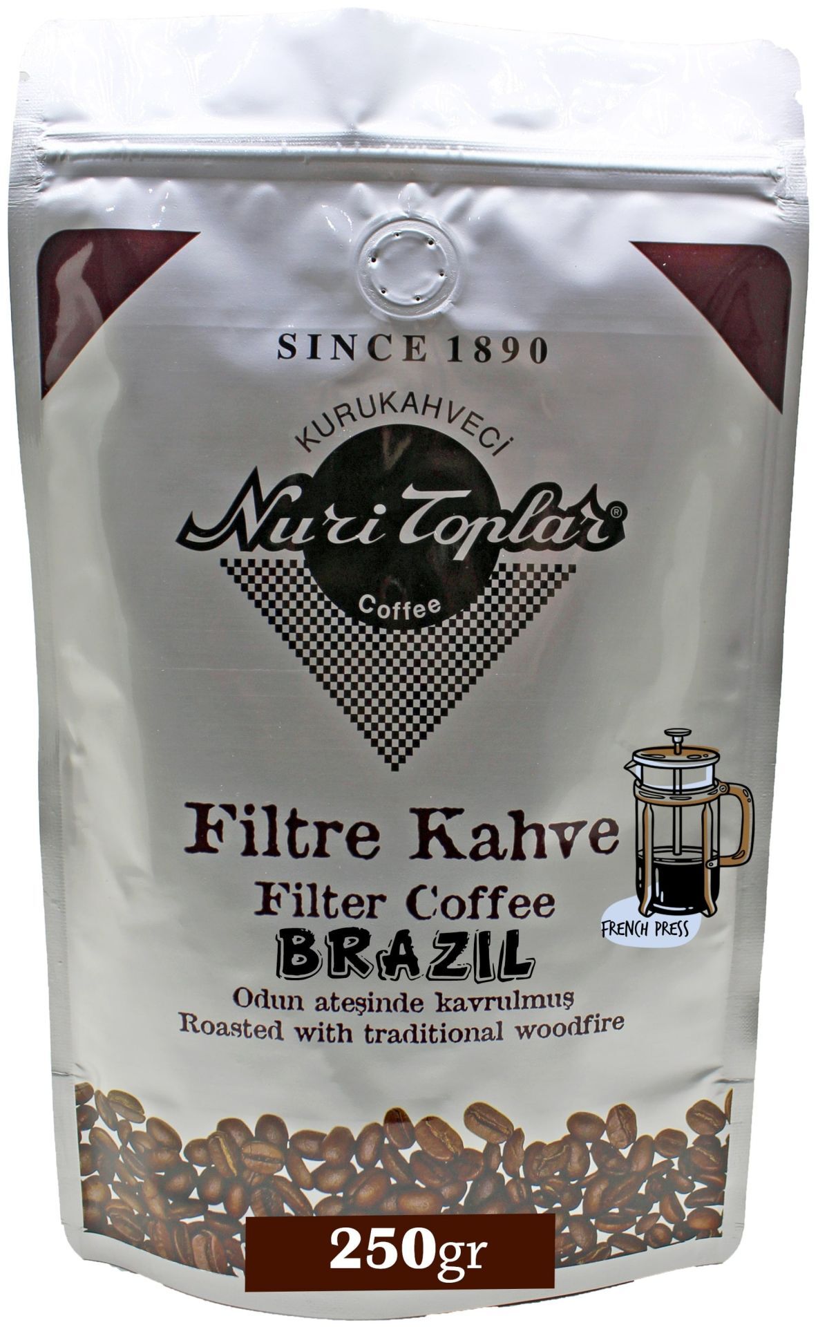 Nuri Toplar – Brezilya Cerrado Filtre Kahvesi, Odun Ateşinde Kavurma 250 Gram - French Press