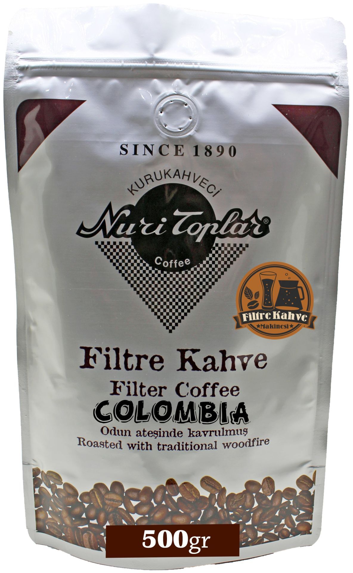 Nuri Toplar - Odun Ateşinde Colombia Supremo Filtre Kahve Çekirdeği 500 Gram - Filtre Kahve Makinesi