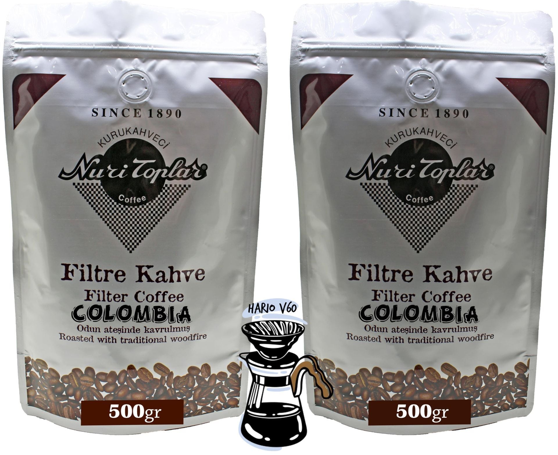 Nuri Toplar - Odun Ateşinde Colombia Supremo Filtre Kahve Çekirdeği 1 KG - V60