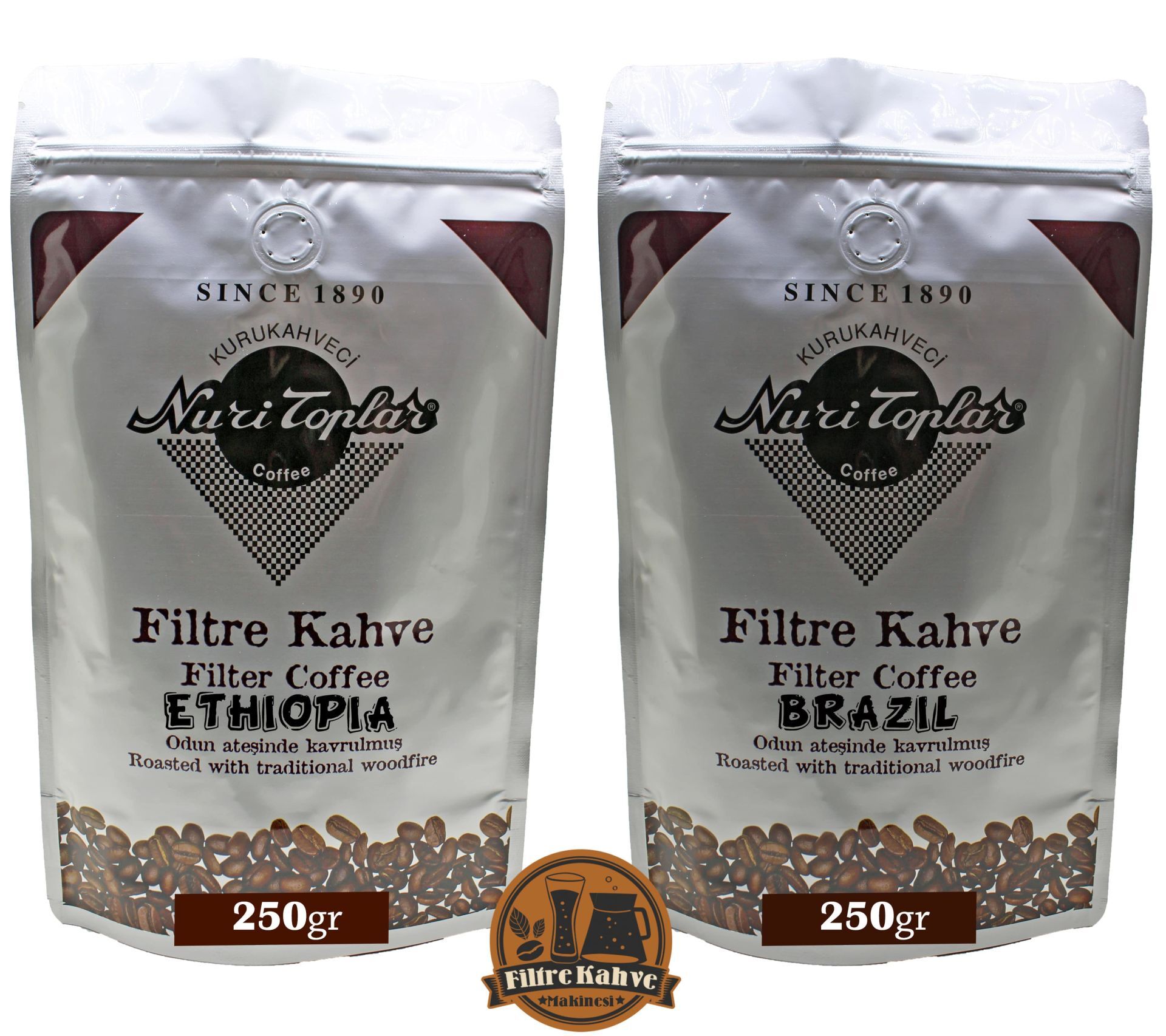 Nuri Toplar Yöresel Ethiopia ve Brazil Filtre Kahve Paketi Cold Brew